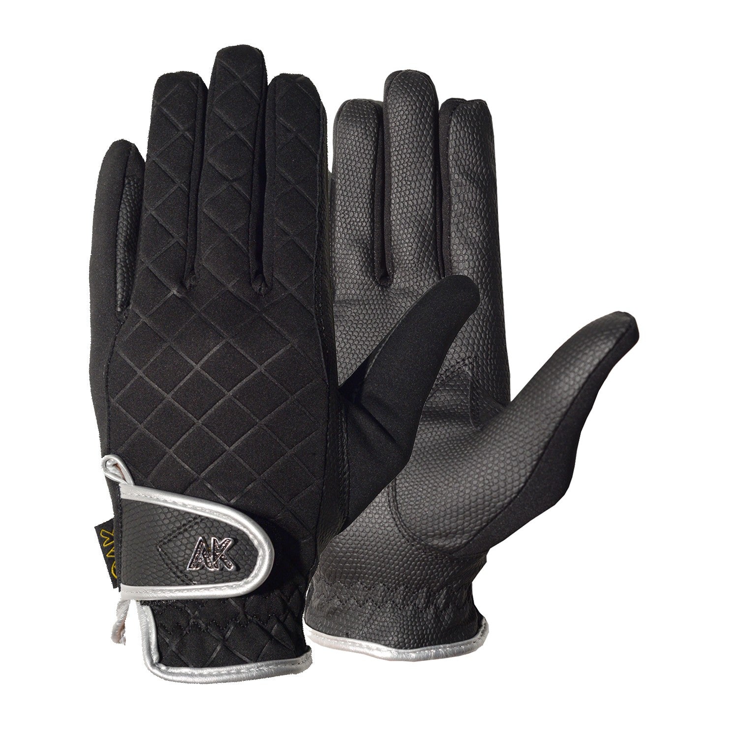 Horse Riding Gloves Black/Silver